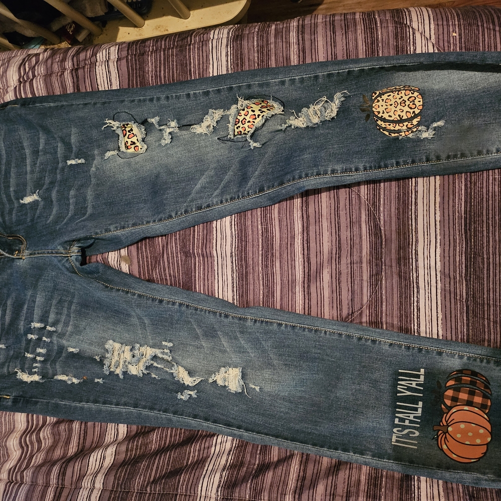 Women's Straight Leg Jeans with Distressed Details